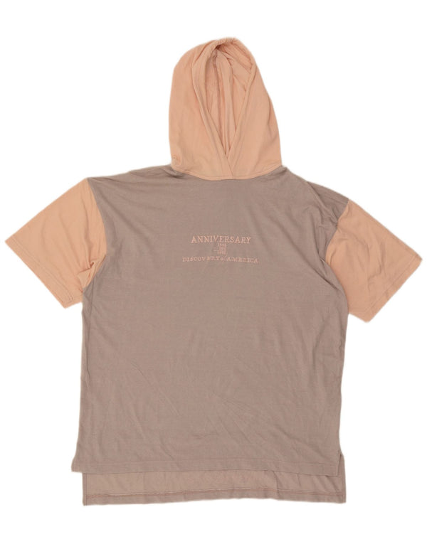 Gabriella Frattini Camiseta gráfica con capucha para hombre Top XL Gris Colorblock