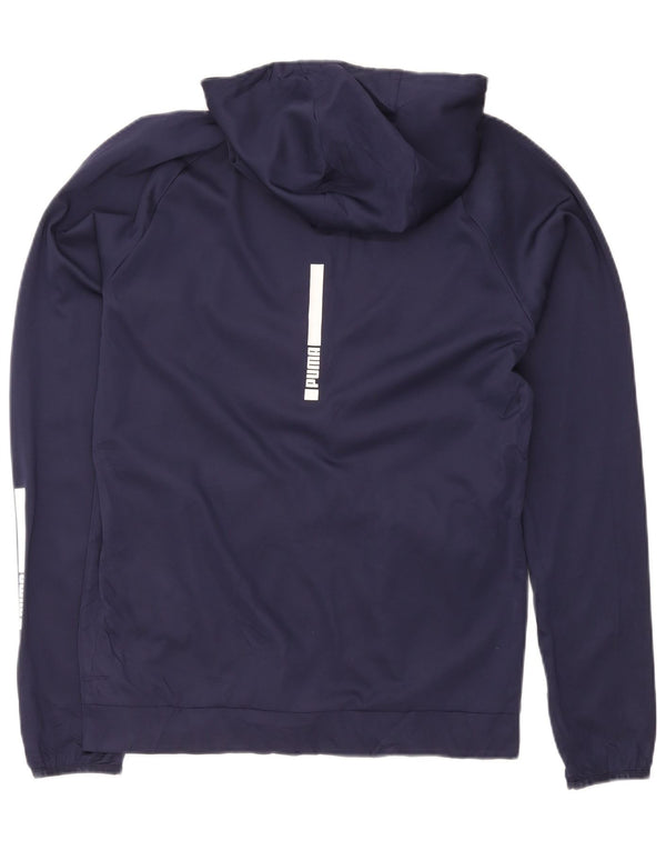 Puma Hombre Zip Sudadera Con Capucha Suéter Medio Azul Marino Deportes