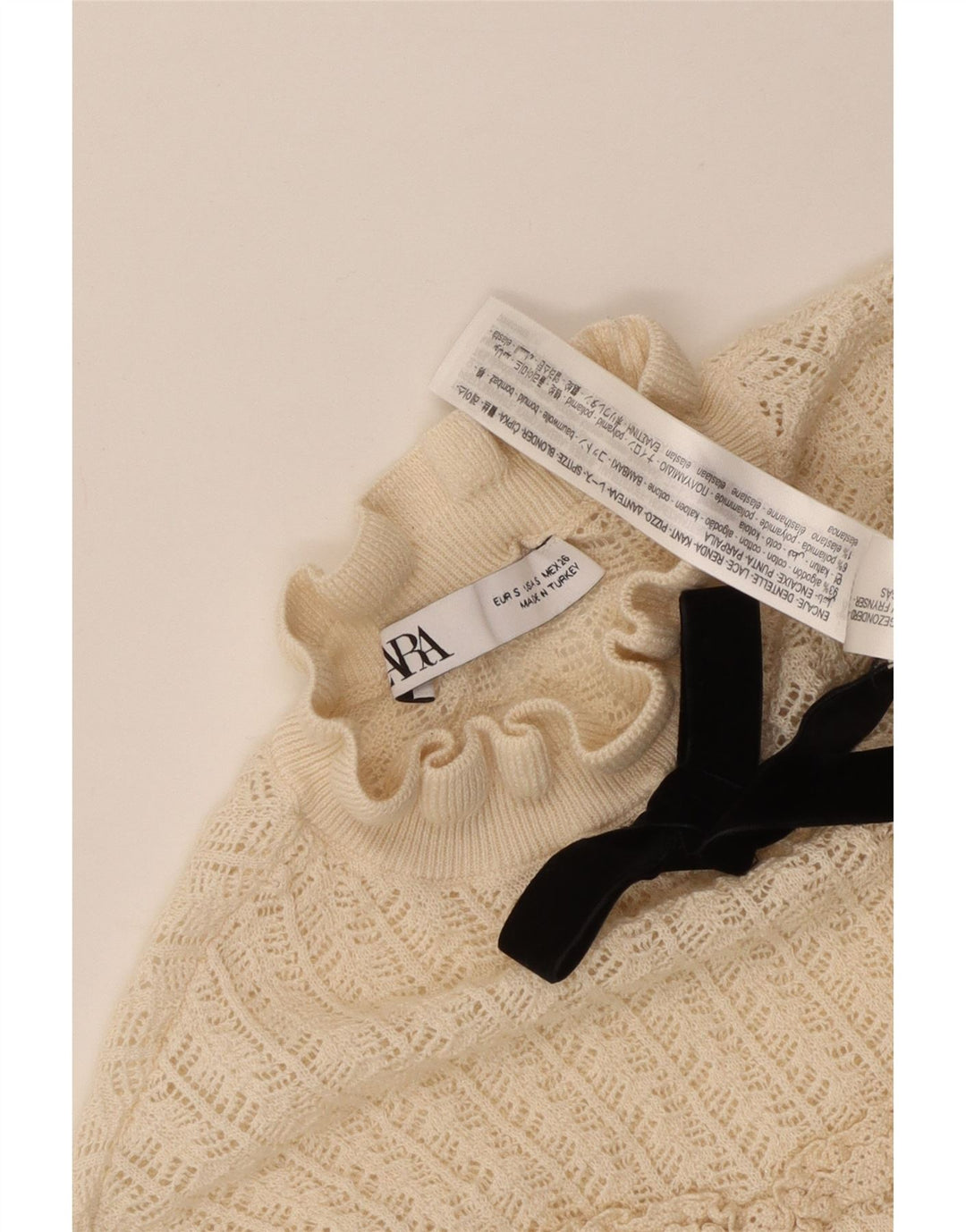 Zara Mujeres See Through Turtle Neck Jumper Sweater UK 8 Small Off White