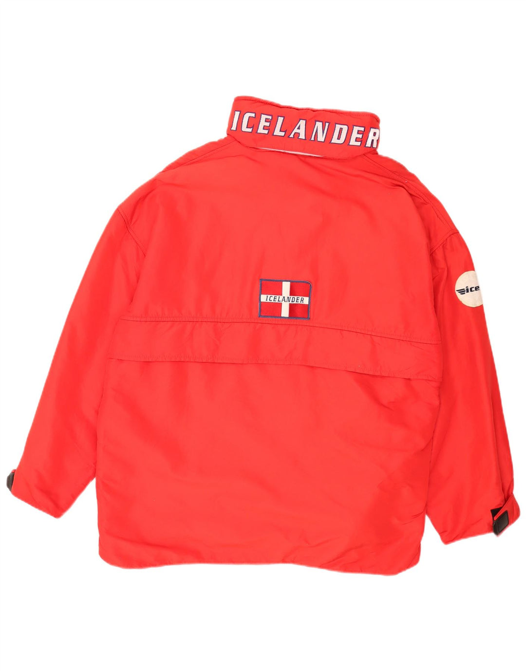 Vintage hombres utilidad con capucha Anorak chaqueta Reino Unido 40 poliamida roja grande