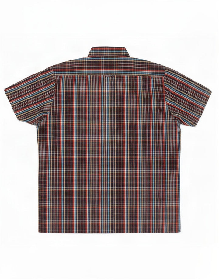 Ben Sherman Camisa de manga corta para hombre XL Algodón a cuadros multicolor
