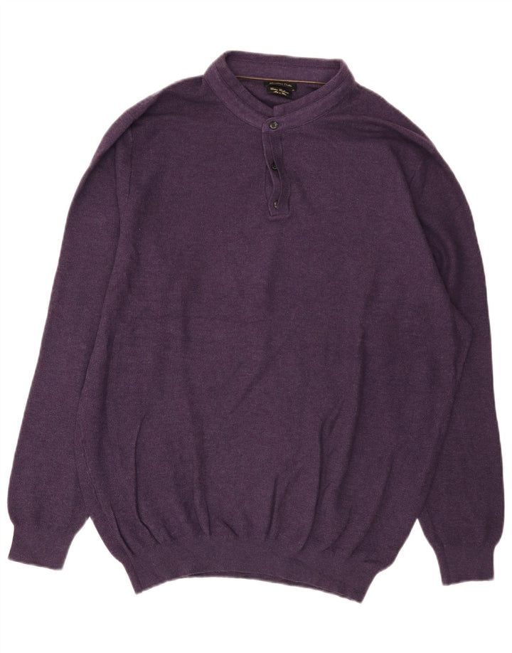 Massimo Dutti Jersey Hombre con Cuello Botonado 2XL Algodón Morado