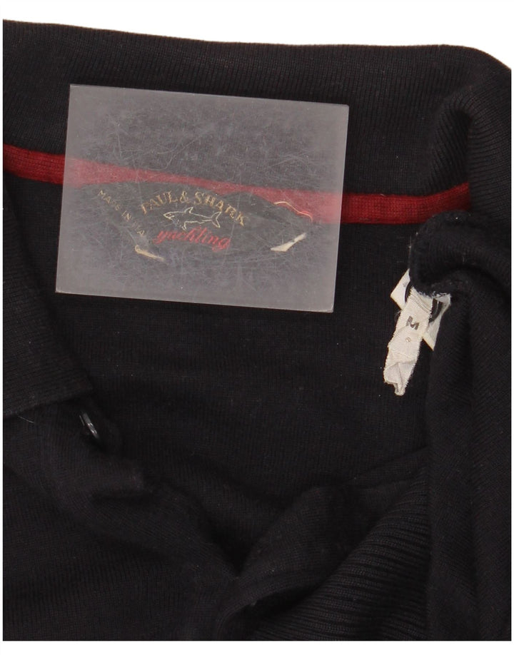 Paul & Shark Jersey de cuello tipo polo para hombre de lana azul marino mediano