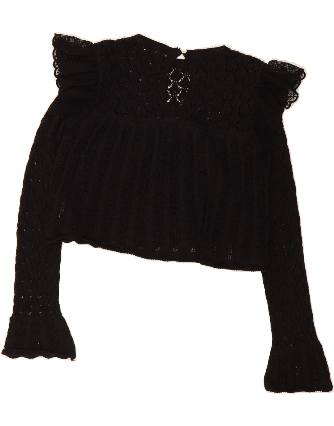 ZARA Womens Crop Knit Blouse Top UK 14 Medium Black Vintage Zara and Second-Hand Zara from Messina Hembry 