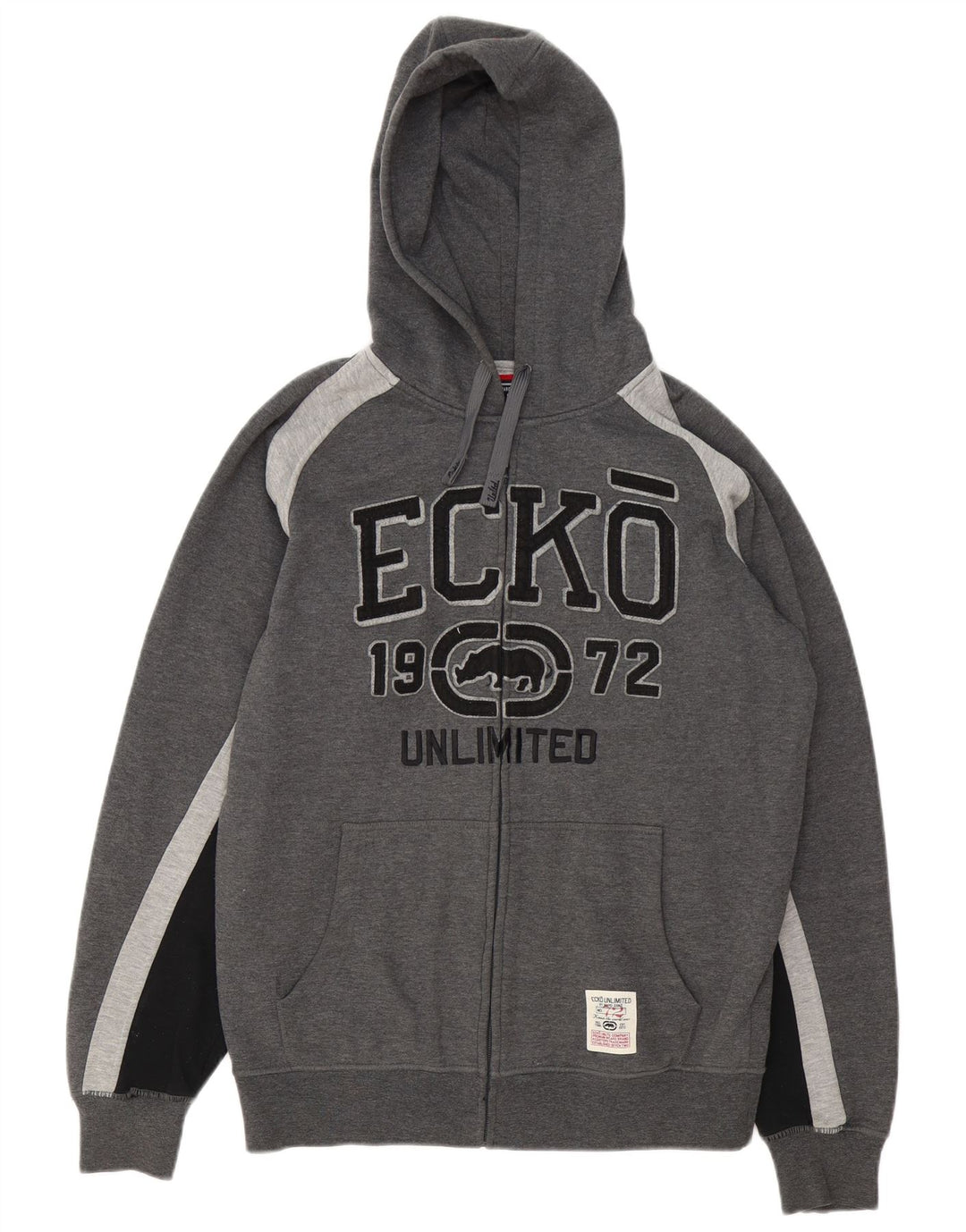 Ecko Unltd Suéter con capucha y cremallera gráfica para hombre Poliéster gris medio