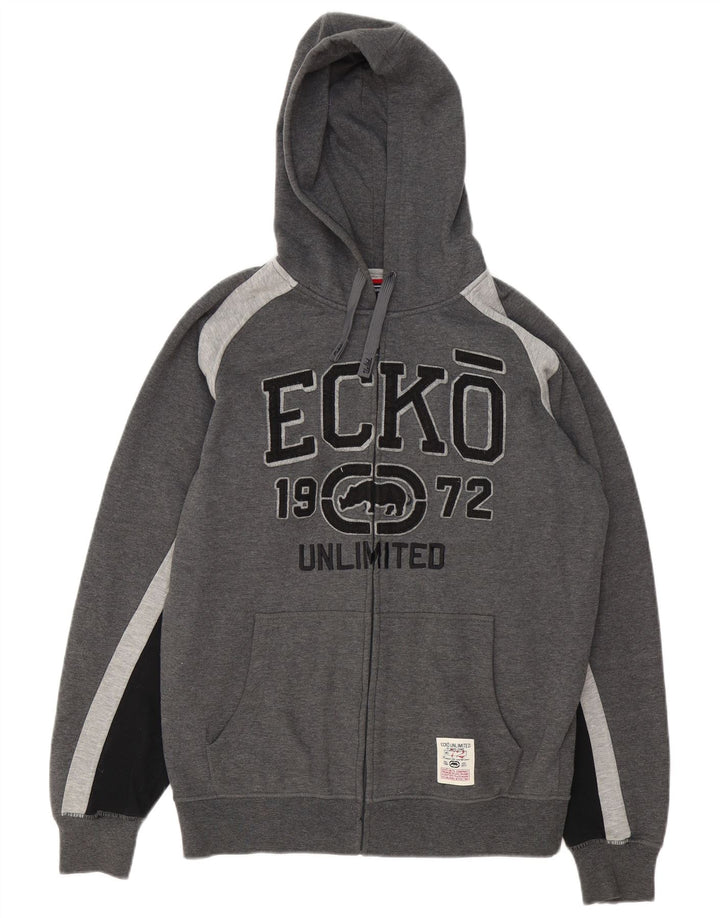 Ecko Unltd Suéter con capucha y cremallera gráfica para hombre Poliéster gris medio