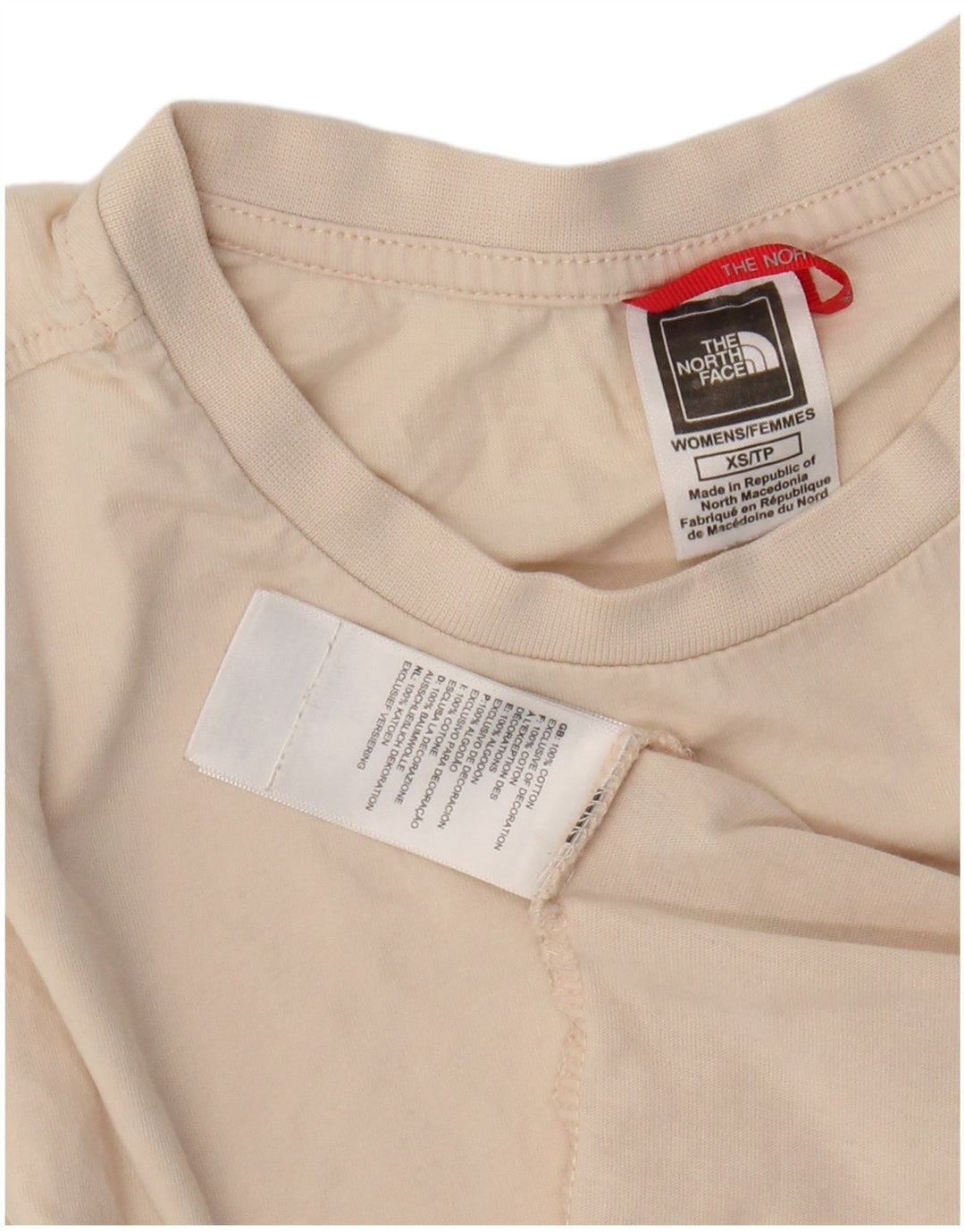 THE NORTH FACE Camiseta Mujer UK 6 XS Beige Algodón