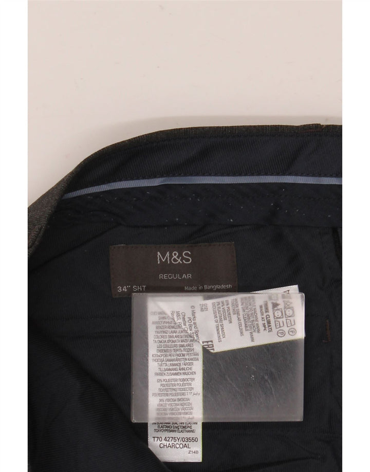 Marks & Spencer Pantalón chino de corte regular para hombre W34 L29 Poliéster gris