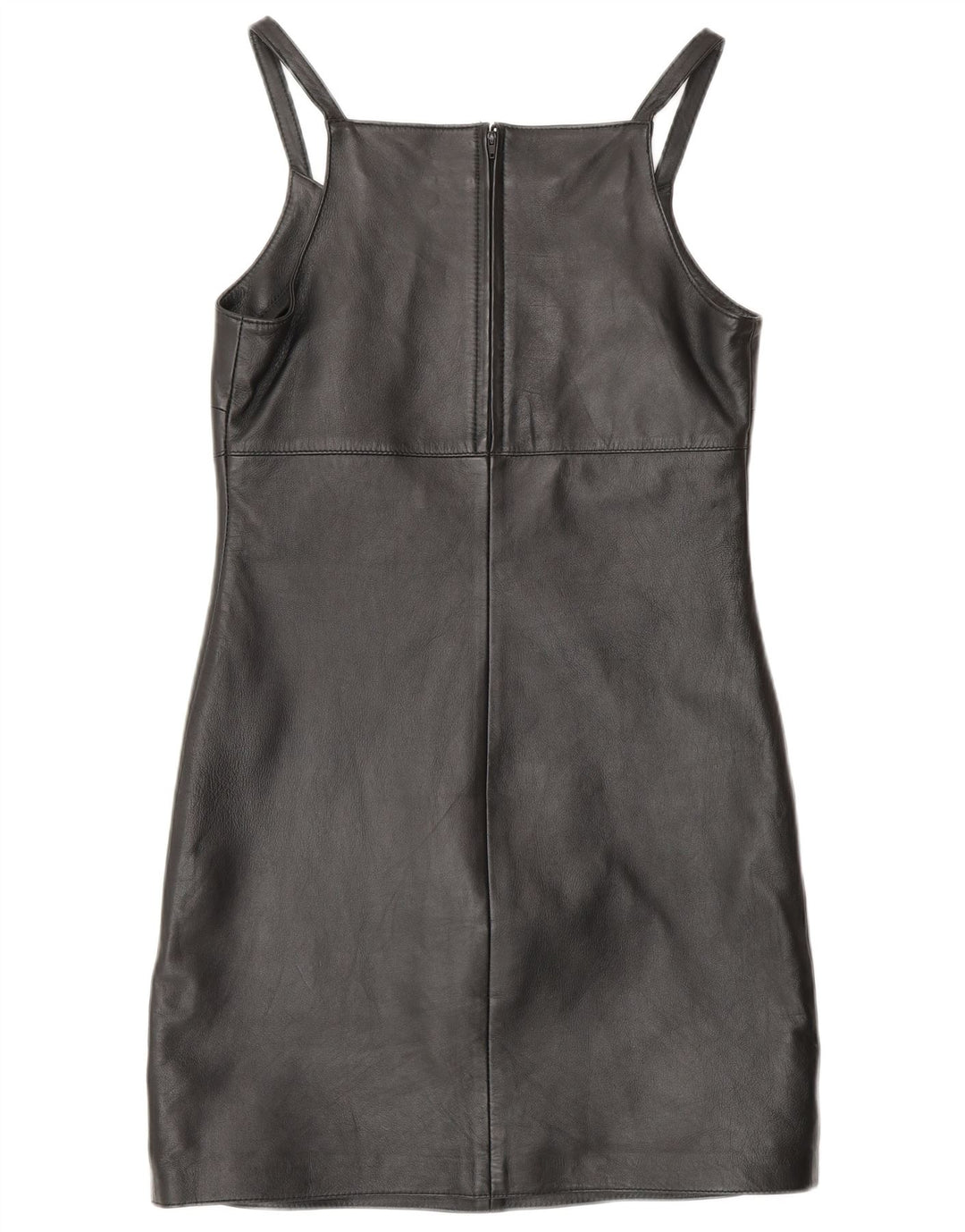 MADDOX Vestido tubo de cuero sin mangas para mujer UK 10 Small Black Leather