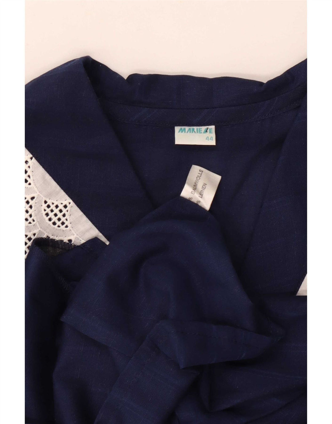 Vintage mujer camisa blusa IT 44 medio azul marino rayas
