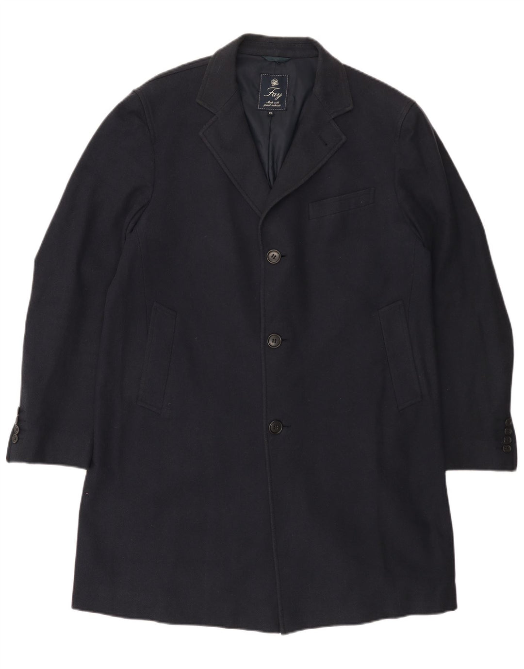 FAY Abrigo para mujer UK 18 XL Algodón en espiga azul marino