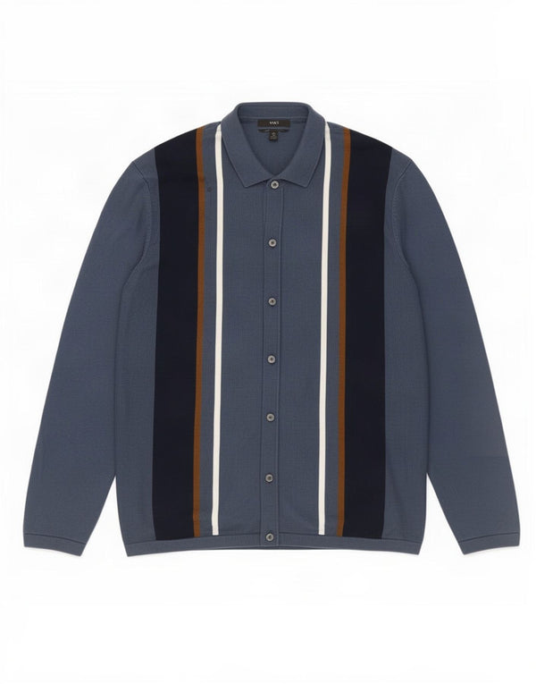 Marks & Spencer - Cárdigan para hombre, talla 2XL, algodón a rayas azules