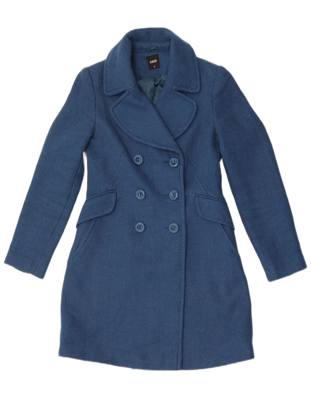 Abrigo de doble botonadura para mujer Oasis UK 6 XS Poliéster azul