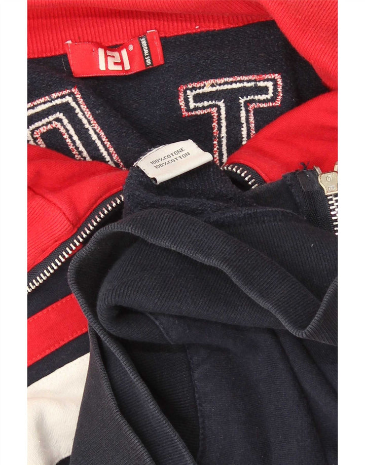 Vintage hombres motorstyle chándal top chaqueta pequeña azul marino retro