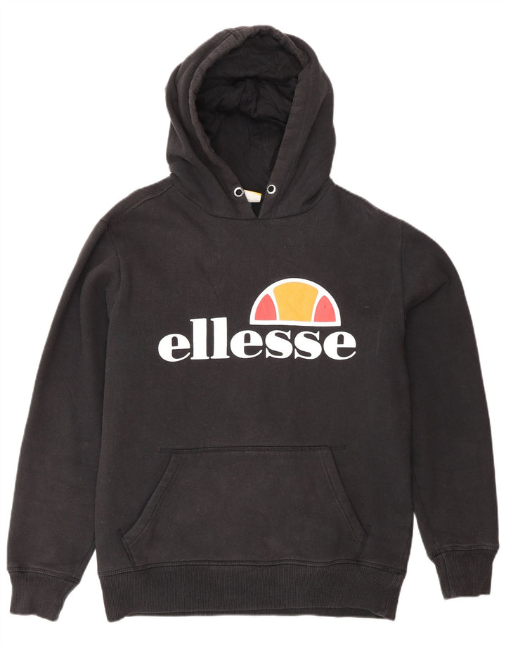 ELLESSE Hombre Sudadera con Capucha Gráfica Jersey Mediano Algodón Negro