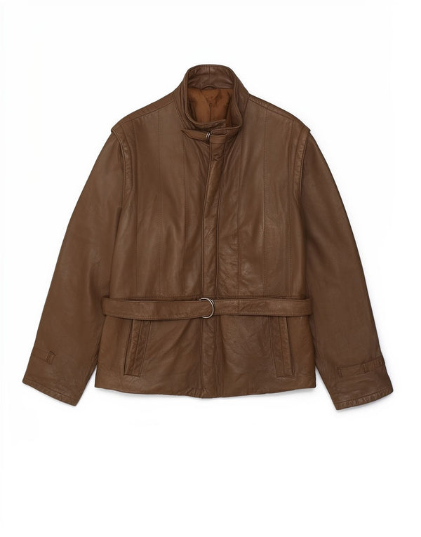 Vintage chaqueta de cuero para hombre Reino Unido 34 XS cuero marrón
