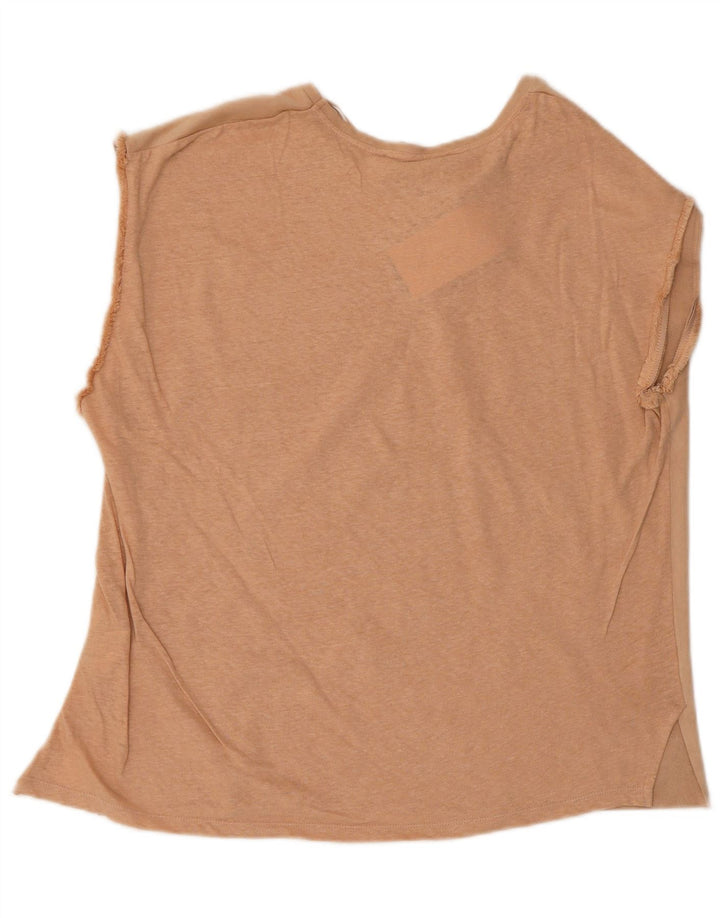Zara Mujer Chaleco Top UK 46 Grande Poliéster Beige
