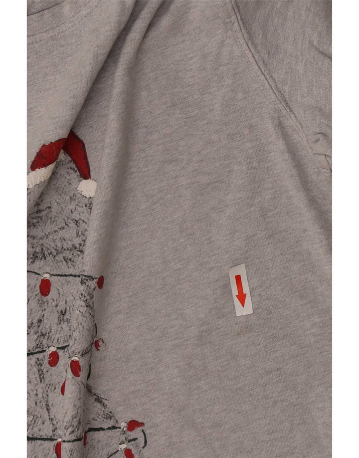 Camiseta con estampado gráfico de hombre de Fat Face, talla pequeña, de algodón moteado en gris