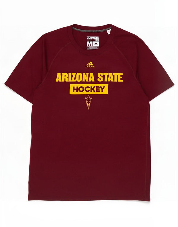 Adidas Camiseta gráfica de hockey Arizona State para hombre, color burdeos mediano