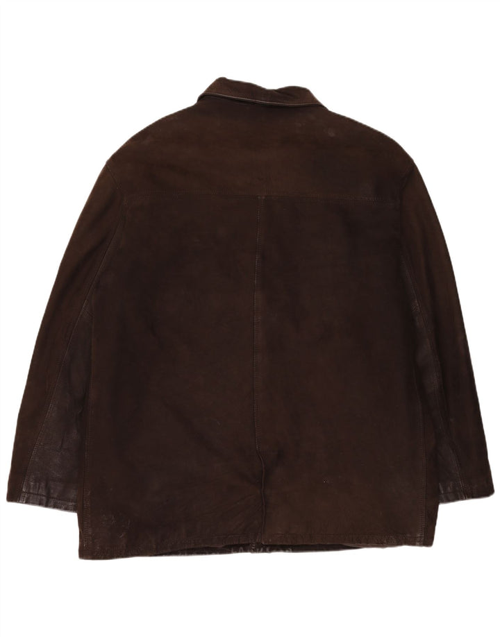 Chaqueta de cuero vintage para hombre IT 56 3XL cuero marrón