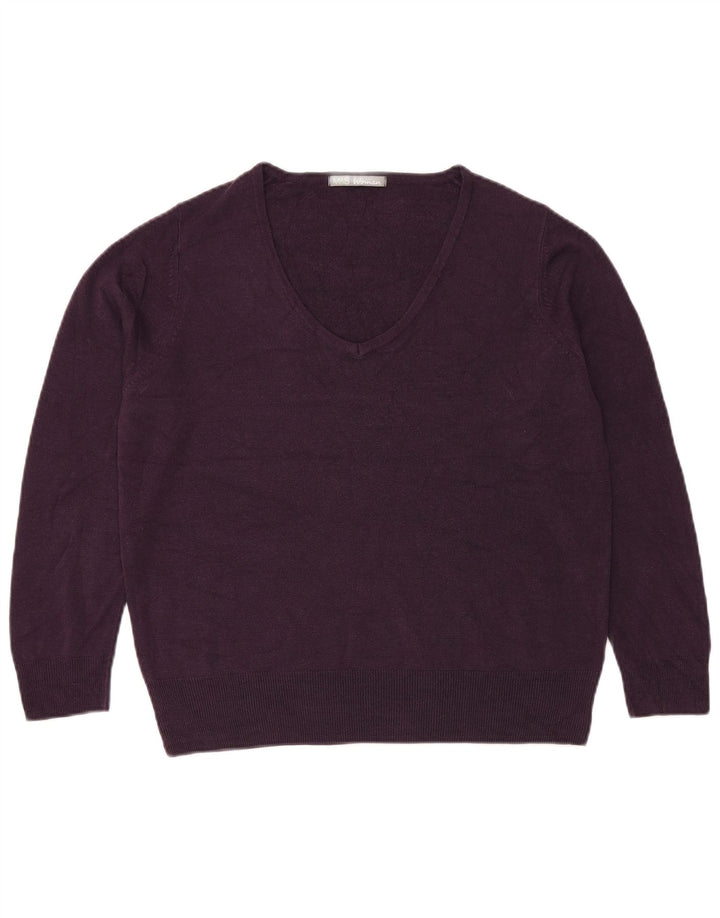 MARKS & SPENCER Jersey con cuello en V para mujer UK 40 XL Acrílico morado