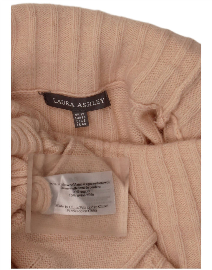 Laura Ashley - Jersey con cuello vuelto para mujer, talla 40, lana de cordero rosa mediana