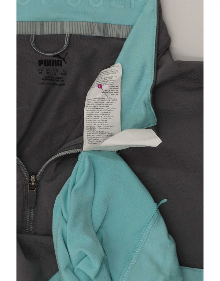 Puma Hombre Zip Neck Jersey Chándal Top Grande Gris Colorblock Poliéster