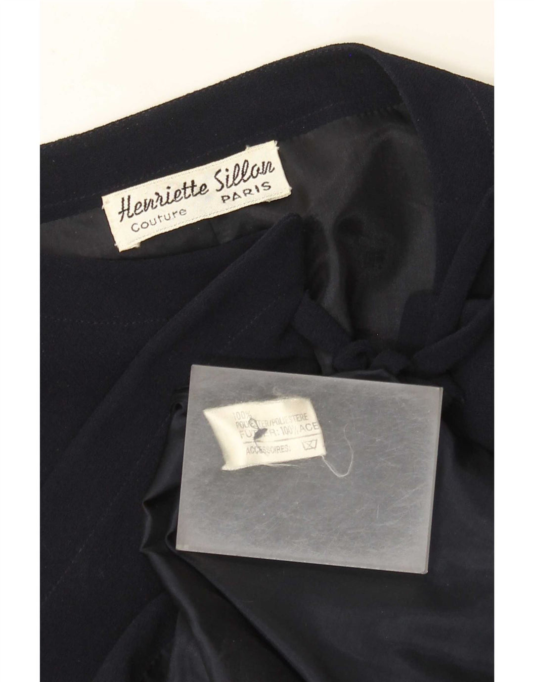 Vintage mujer abierta chaqueta bolero Reino Unido 18 XL poliéster azul marino