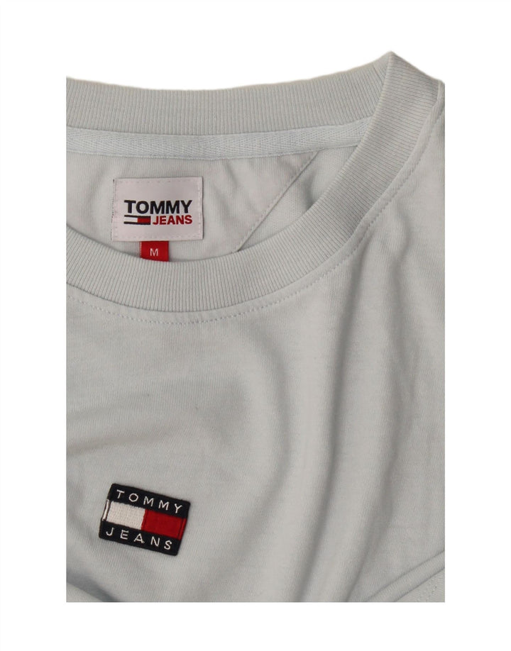 TOMMY HILFIGER Womens Crop T-Shirt Top UK 14 Medium Blue