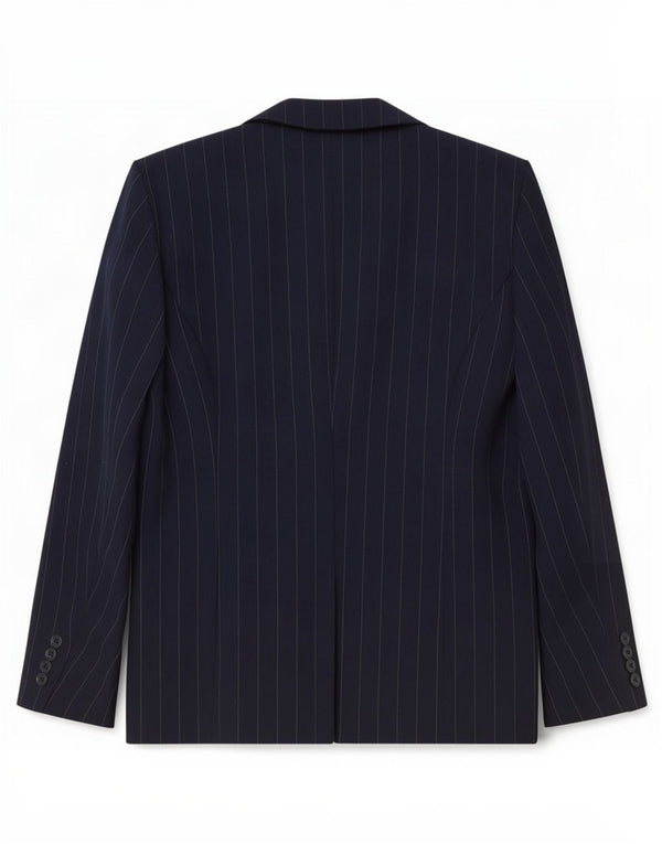 Bhs Chaqueta tipo blazer con doble botonadura para mujer UK 40 Large Azul marino a rayas
