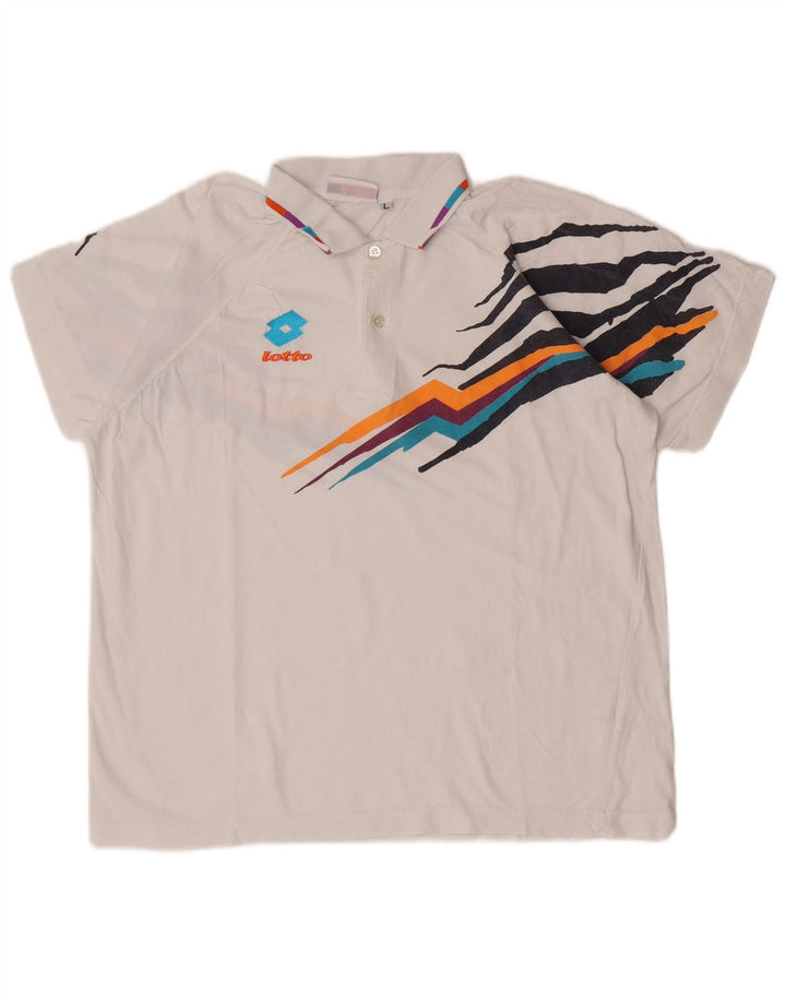 Lotto Polo Gráfico Para Hombre Algodón Blanco Grande