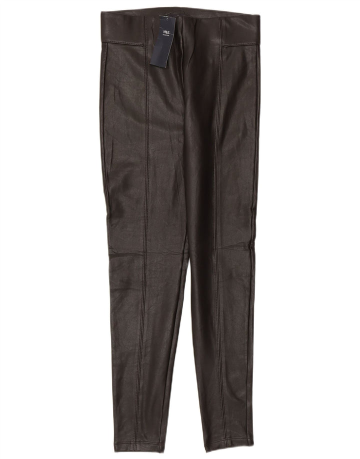 Marks & Spencer Leggings de piel sintética para mujer UK 8 Small Marrón Poliéster
