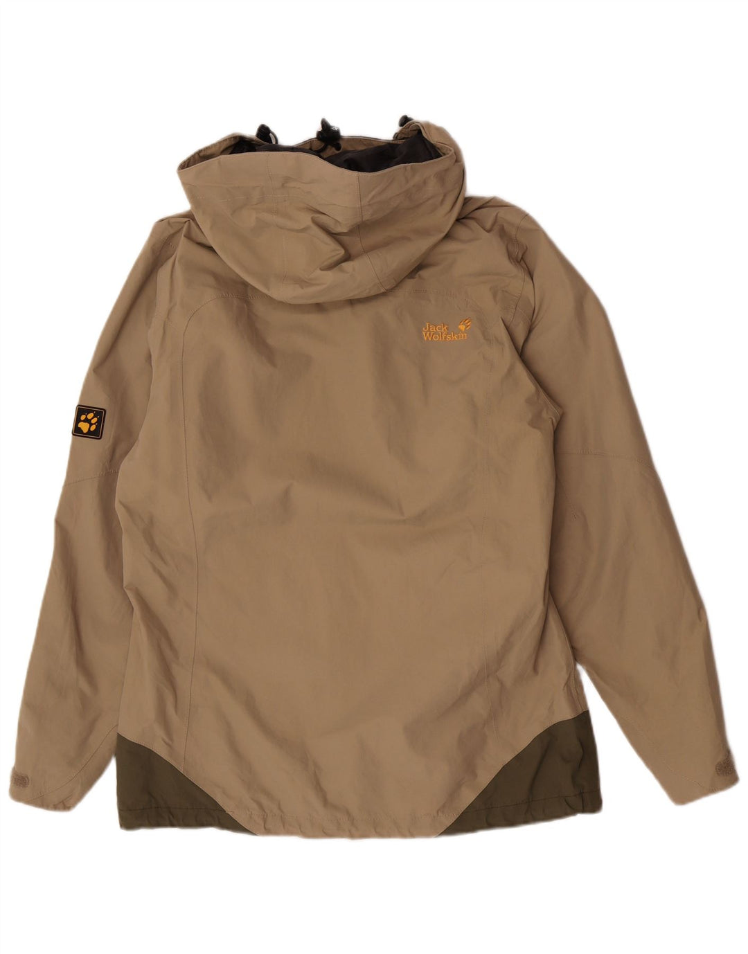 Jack Wolfskin Chaqueta impermeable con capucha para mujer UK 40/40 Medio Beige Colorblock