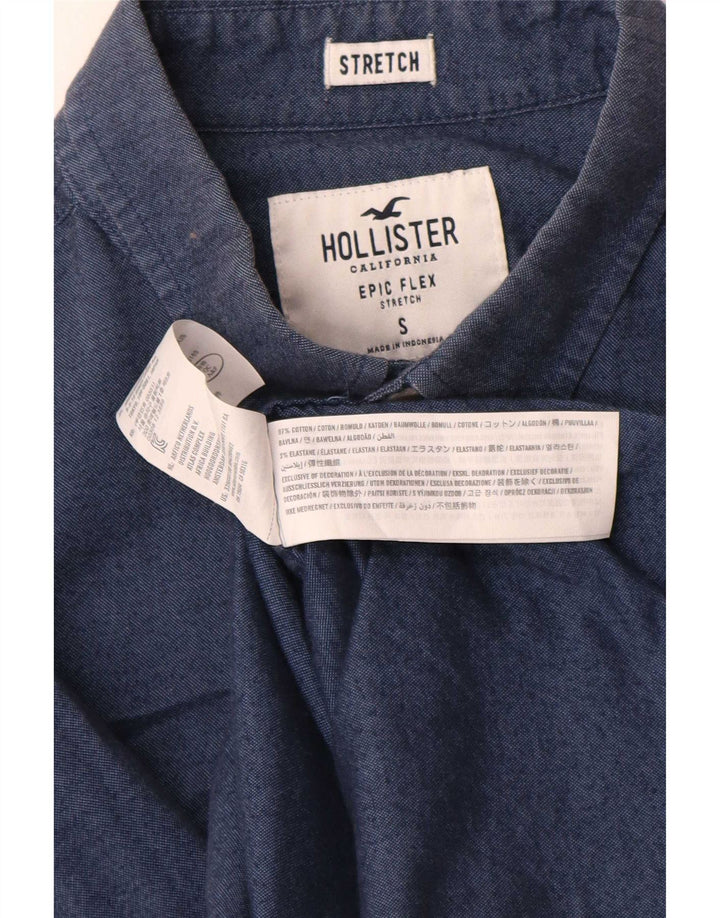 Camisa Hollister Hombre Pequeña Algodón Azul Marino