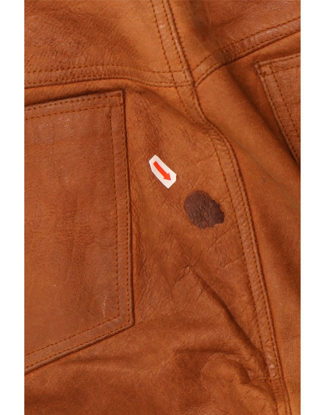 Pantalones de cuero rectos vintage para hombre W36 L33 cuero marrón