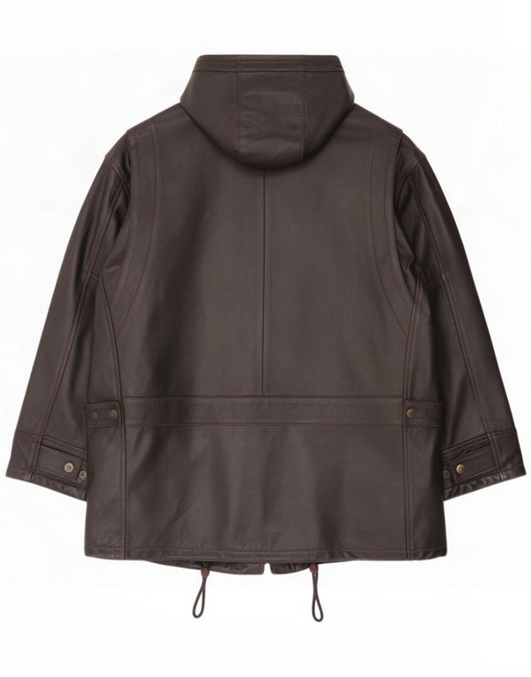 Douglas Chaqueta de cuero con capucha para hombre UK 40 Large Black