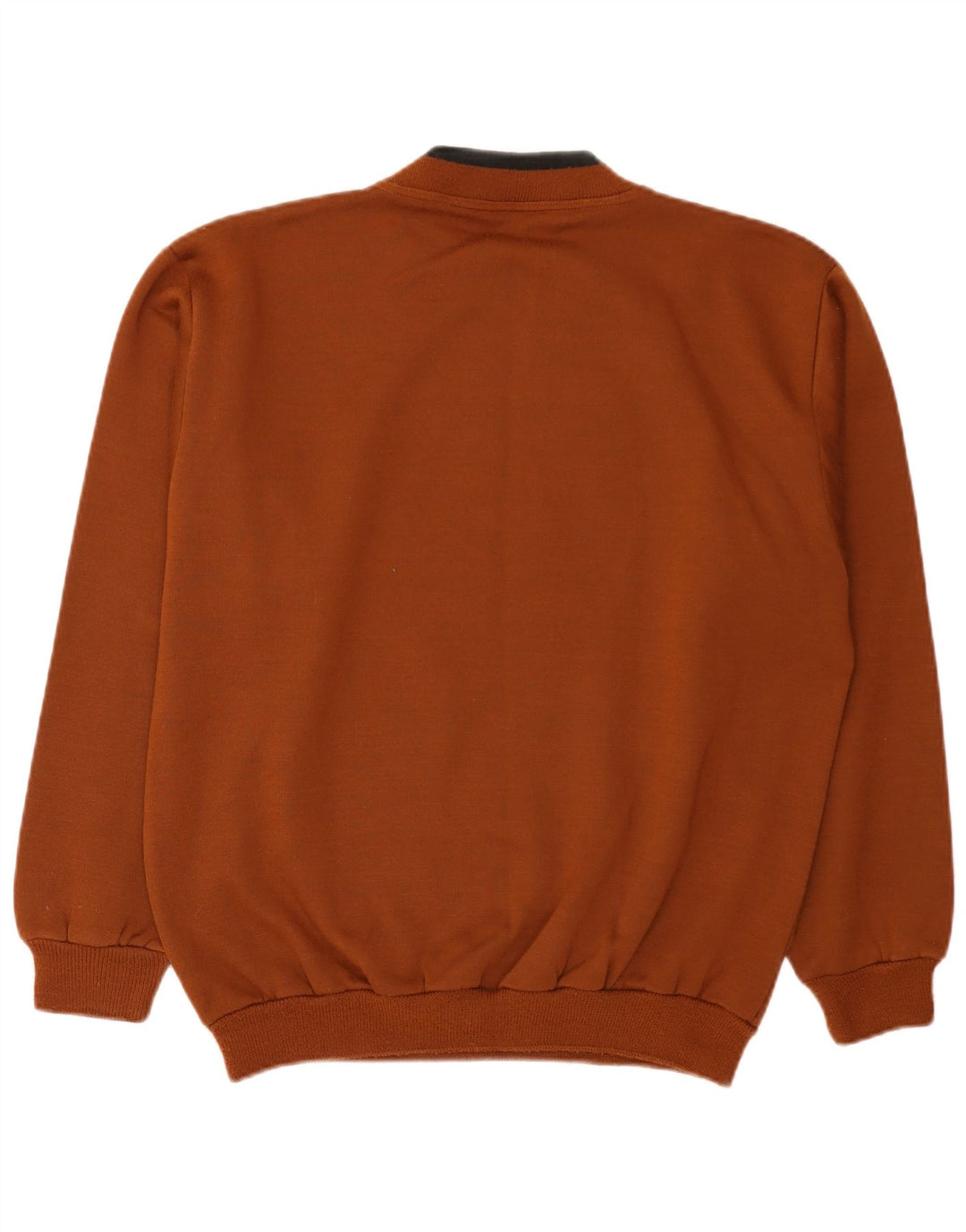 Vintage hombres sudadera gráfica jumper medio marrón algodón