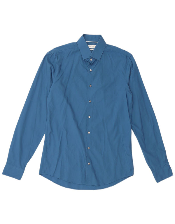 Camisa CALVIN KLEIN Slim Fit para hombre Talla 38 15 Algodón azul medio