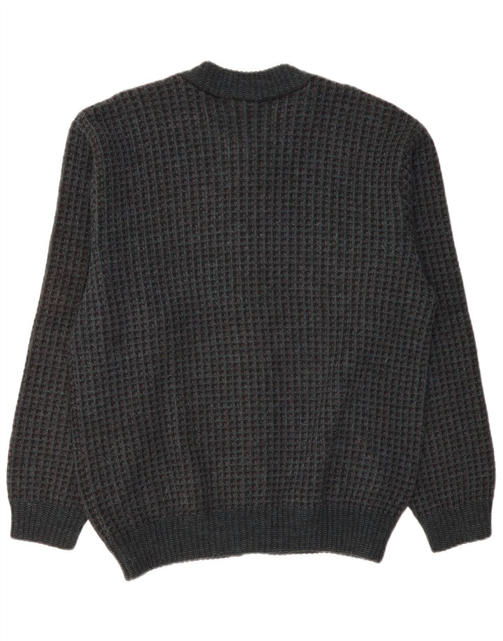 VINTAGE Suéter Cárdigan para Hombre XL Acrílico Gris