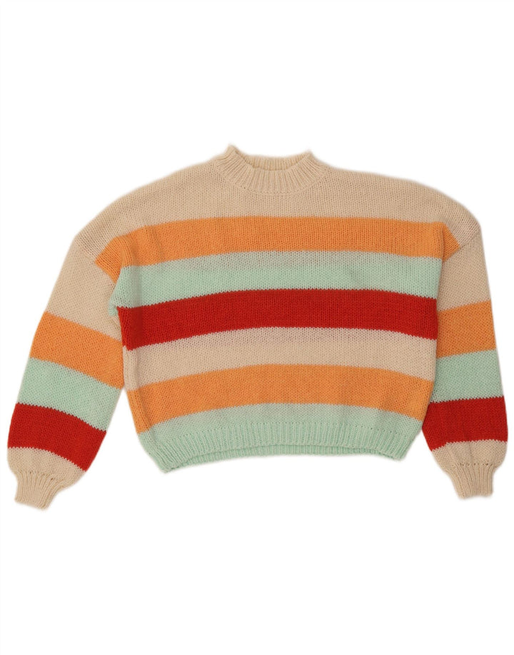 VINTAGE Mujer Turtle Neck Jumper Suéter Reino Unido 10 Pequeño Multicolor