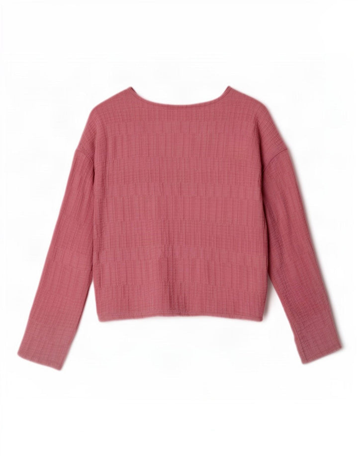Benetton Blusa Corta De Manga Larga Mujer UK 44 Rosa Medio