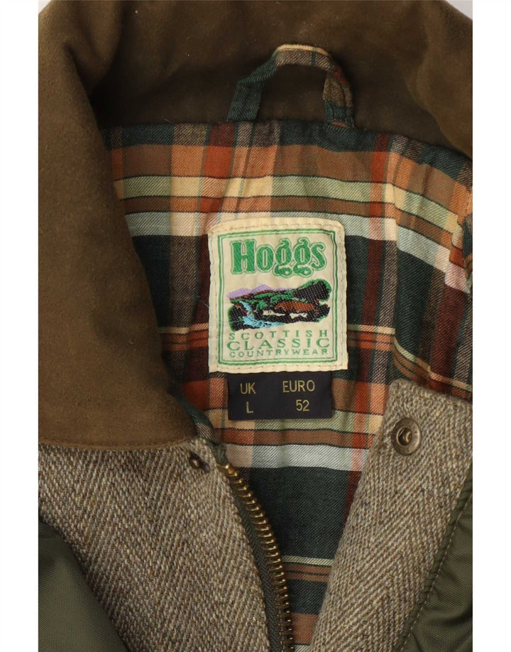 Hoggs Chaqueta utilitaria para hombre UK 40 Large Grey Chevron Wool Classic