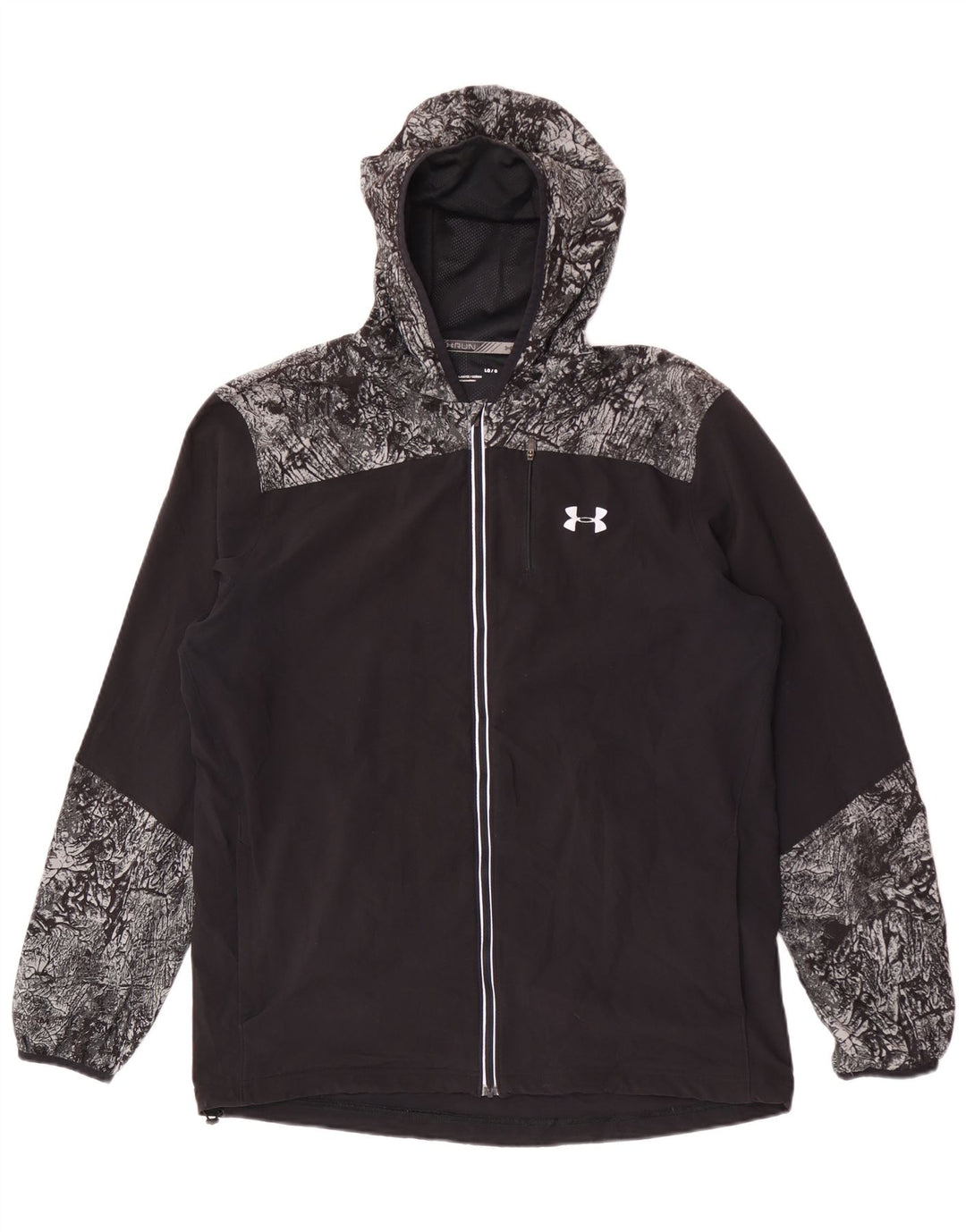 Under Armour Hombre Running Chándal con capucha Top Chaqueta Grande Negro Geométrico