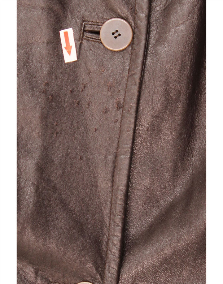 Abrigo de cuero vintage para mujer IT 44 Cuero marrón medio