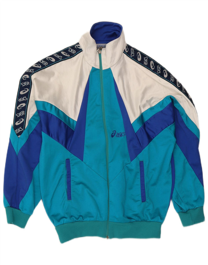 Asics Mens Graphic Chándal Top Jacket IT 44 XS Azul Colorblock