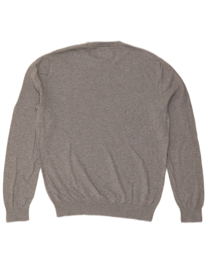 Jack Wills Jersey de cuello redondo para hombre, talla grande, algodón gris