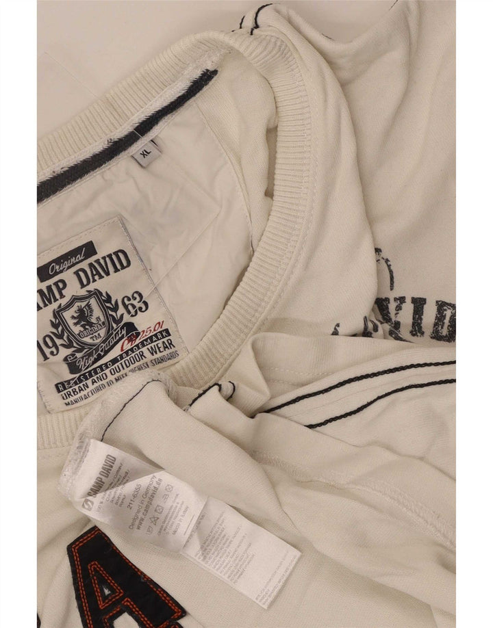 Camp David Camiseta gráfica para hombre manga larga XL algodón blanco