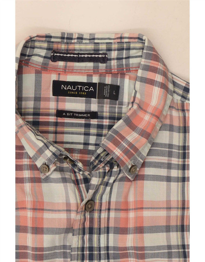 Nautica Camisa De Manga Corta Para Hombre De Algodón Con Cuadros Multicolores Grandes