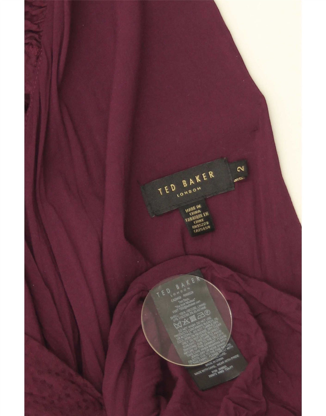 Ted Baker Vestido largo para mujer Talla 2 Pequeña Viscosa burdeos