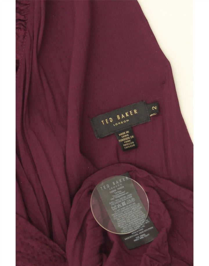 Ted Baker Vestido largo para mujer Talla 2 Pequeña Viscosa burdeos